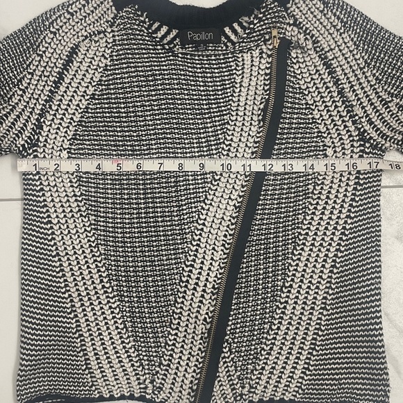 Papillon Knit Asymmetric Zip Cropped Cardigan Sweater Sz S - Picture 7 of 9